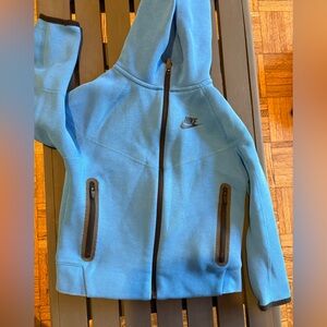 Nike Kids Blue Hooded Zip Jacket with Black Accents